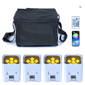 Lot de 4 x PAR LED Batterie, Décoration de salle